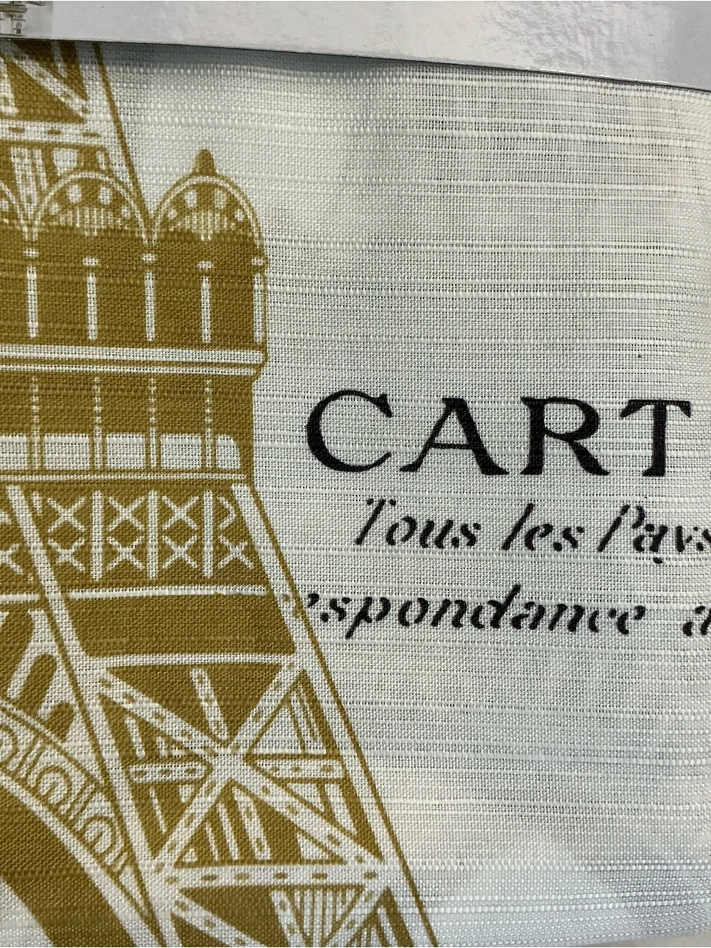 Paris Eiffel Tower Material Fabric Shower Curtain White Gold 70’x 72” NEW